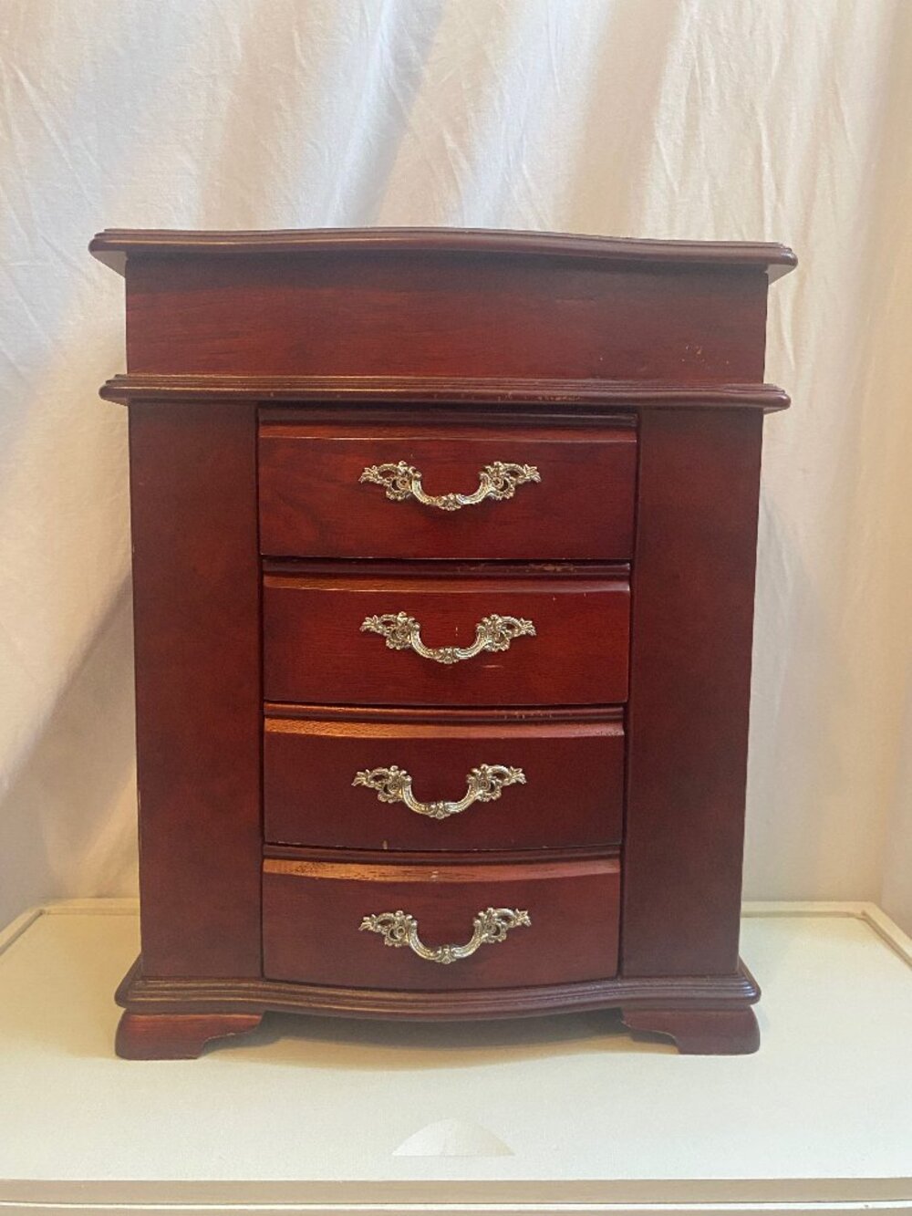 Vintage Croft & Barrow Wooden Jewelry Armoire JX2502 Mirror 4 Drawers